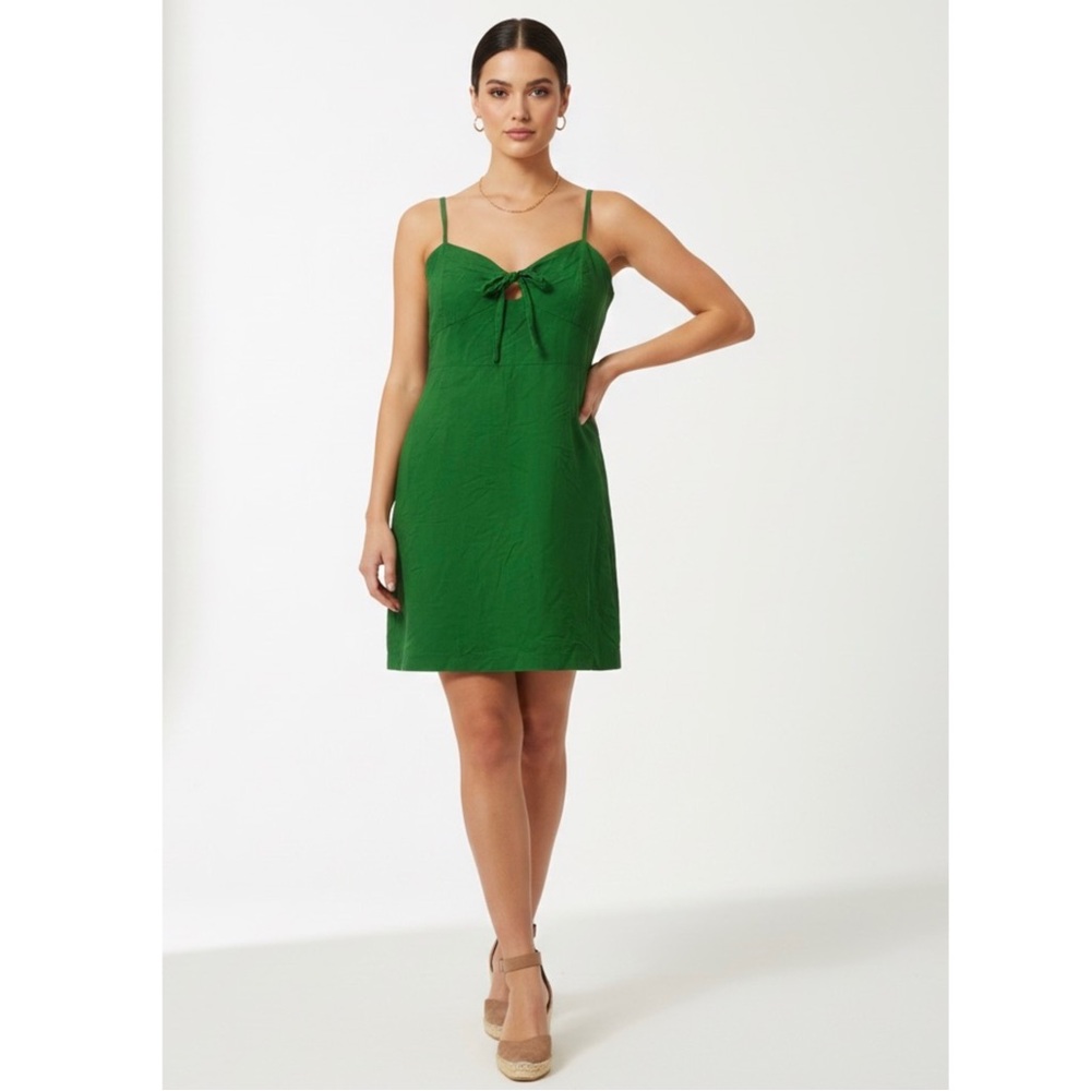 H&M Green Mini Dress with Bow Accent